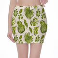 Light Tropical Leaf Pattern Print Pencil Mini Skirt