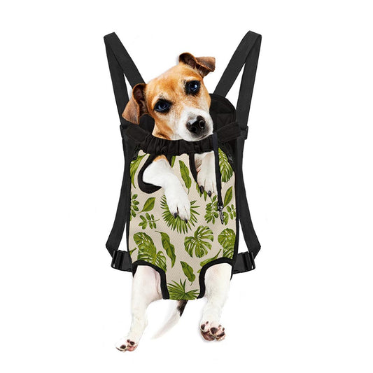 Light Tropical Leaf Pattern Print Pet Carrier Backpack