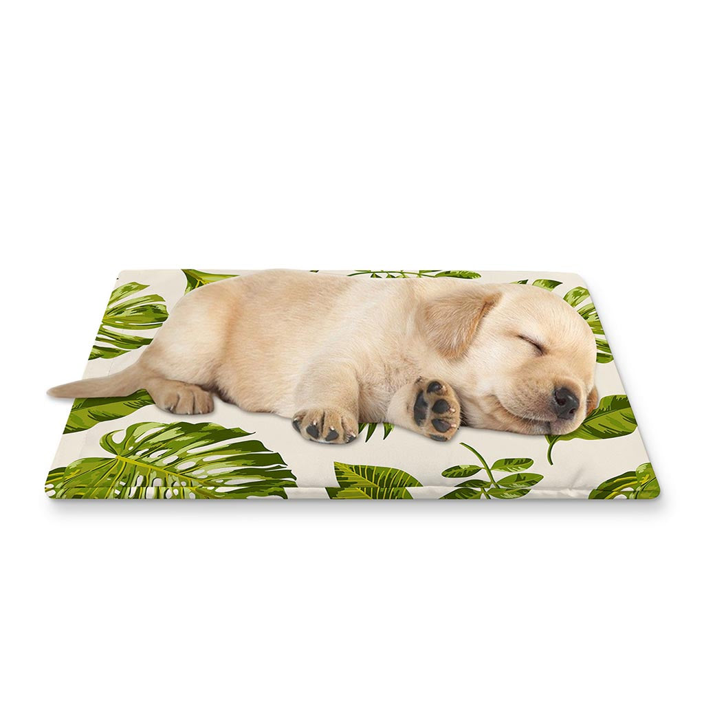 Light Tropical Leaf Pattern Print Pet Cooling Mat Cover