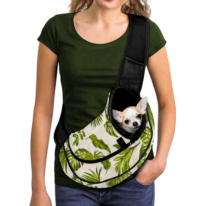 Light Tropical Leaf Pattern Print Pet Sling Carrier