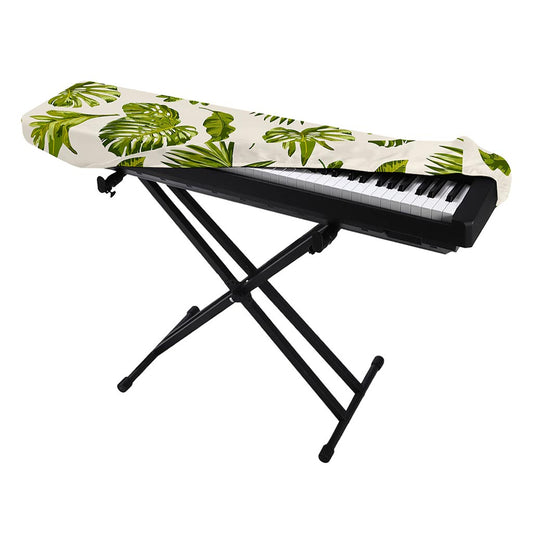 Light Tropical Leaf Pattern Print Piano Keyboard Cover