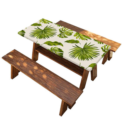 Light Tropical Leaf Pattern Print Picnic Table Cover