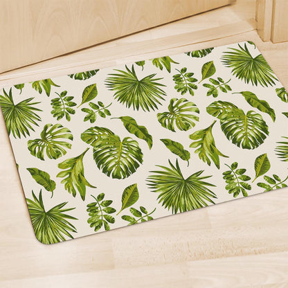 Light Tropical Leaf Pattern Print Polyester Doormat