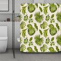 Light Tropical Leaf Pattern Print Polyester Shower Curtain