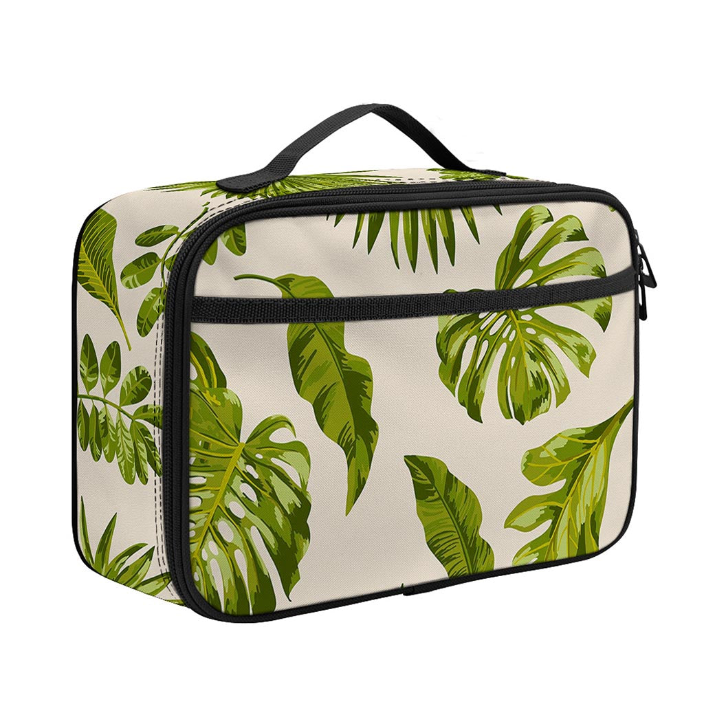 Light Tropical Leaf Pattern Print Portable Lunch Bag