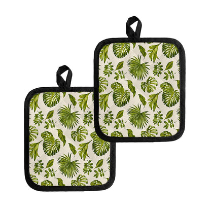 Light Tropical Leaf Pattern Print Pot Holders