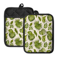 Light Tropical Leaf Pattern Print Pot Holders With Pocket