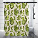Light Tropical Leaf Pattern Print Premium Shower Curtain