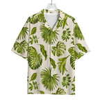 Light Tropical Leaf Pattern Print Rayon Hawaiian Shirt