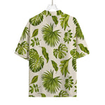 Light Tropical Leaf Pattern Print Rayon Hawaiian Shirt