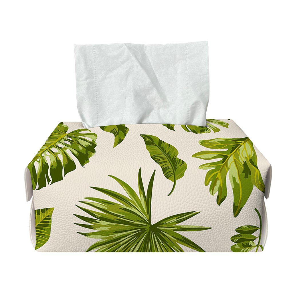 Light Tropical Leaf Pattern Print Rectangle Tissue Box Cover