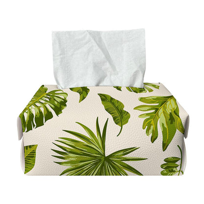 Light Tropical Leaf Pattern Print Rectangle Tissue Box Cover