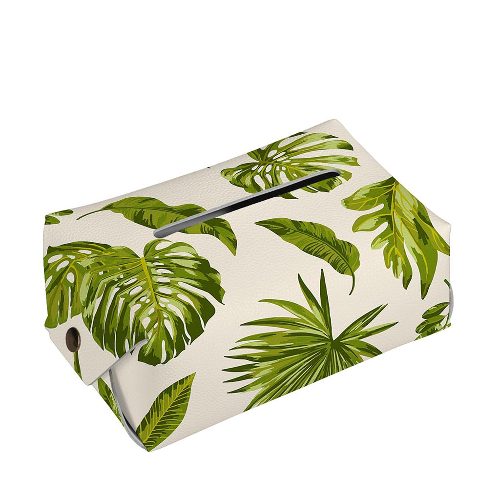 Light Tropical Leaf Pattern Print Rectangle Tissue Box Cover