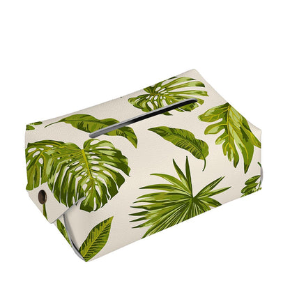 Light Tropical Leaf Pattern Print Rectangle Tissue Box Cover