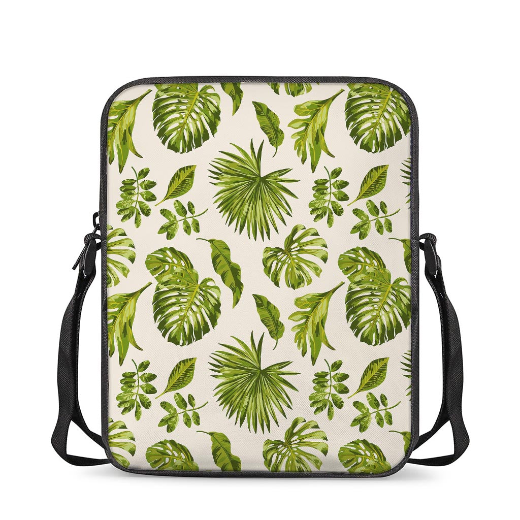 Light Tropical Leaf Pattern Print Rectangular Crossbody Bag