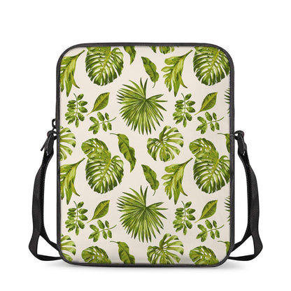 Light Tropical Leaf Pattern Print Rectangular Crossbody Bag