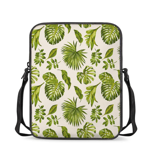 Light Tropical Leaf Pattern Print Rectangular Crossbody Bag