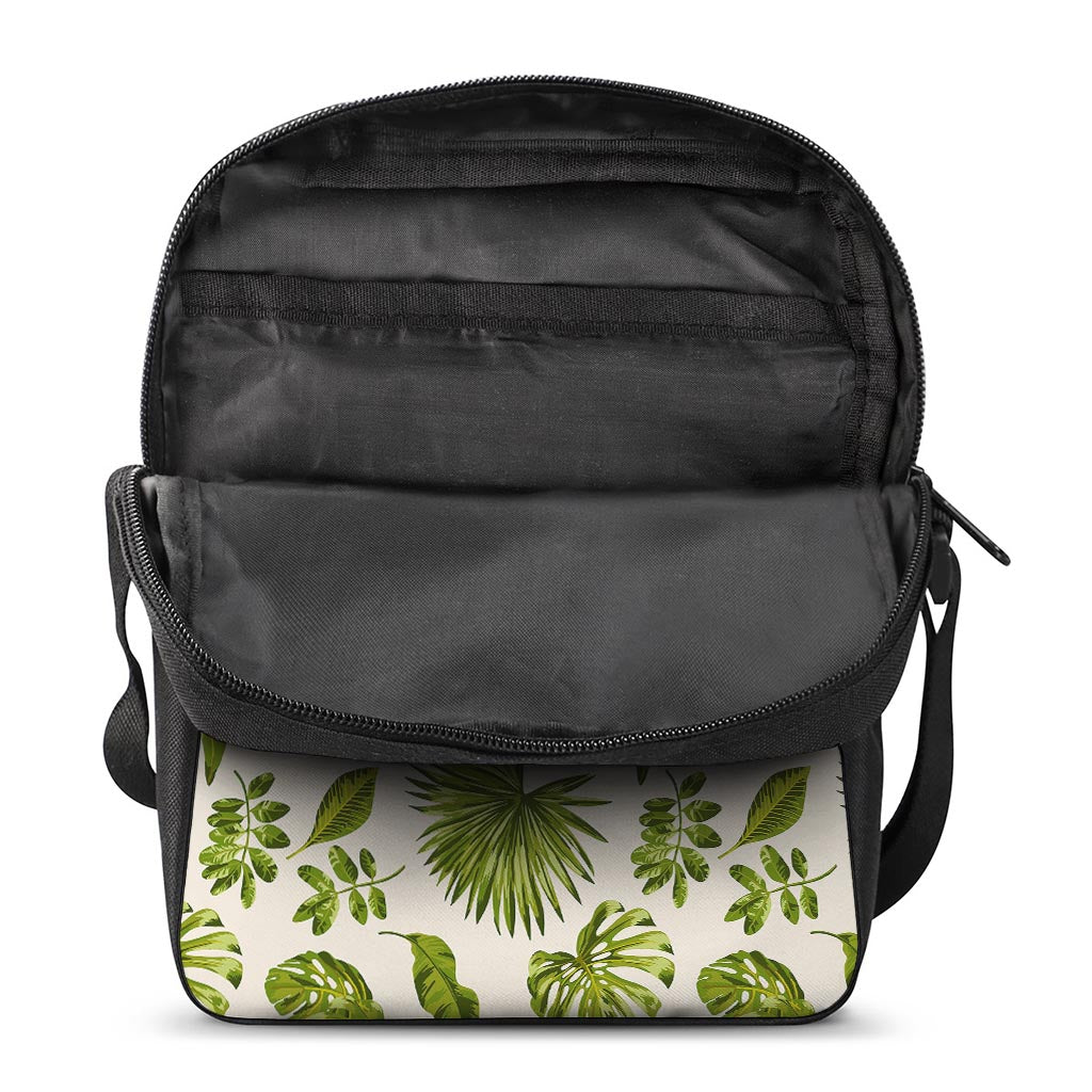 Light Tropical Leaf Pattern Print Rectangular Crossbody Bag