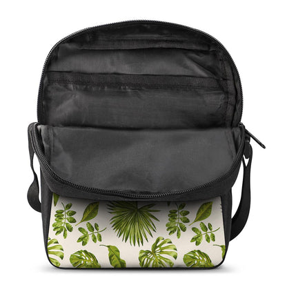 Light Tropical Leaf Pattern Print Rectangular Crossbody Bag