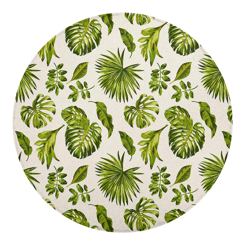Light Tropical Leaf Pattern Print Round Blanket