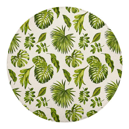 Light Tropical Leaf Pattern Print Round Blanket