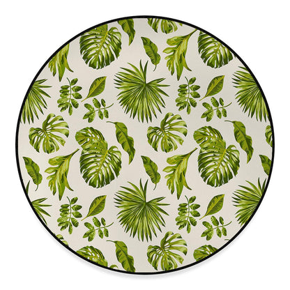 Light Tropical Leaf Pattern Print Round Floor Mat