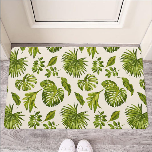 Light Tropical Leaf Pattern Print Rubber Doormat
