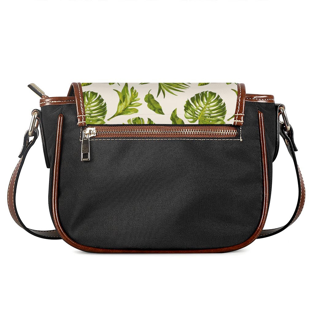 Light Tropical Leaf Pattern Print Saddle Bag