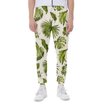 Light Tropical Leaf Pattern Print Scuba Joggers