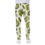 Light Tropical Leaf Pattern Print Scuba Joggers