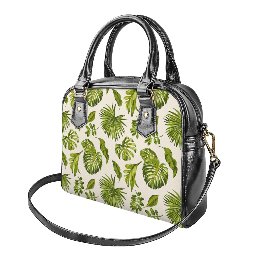 Light Tropical Leaf Pattern Print Shoulder Handbag
