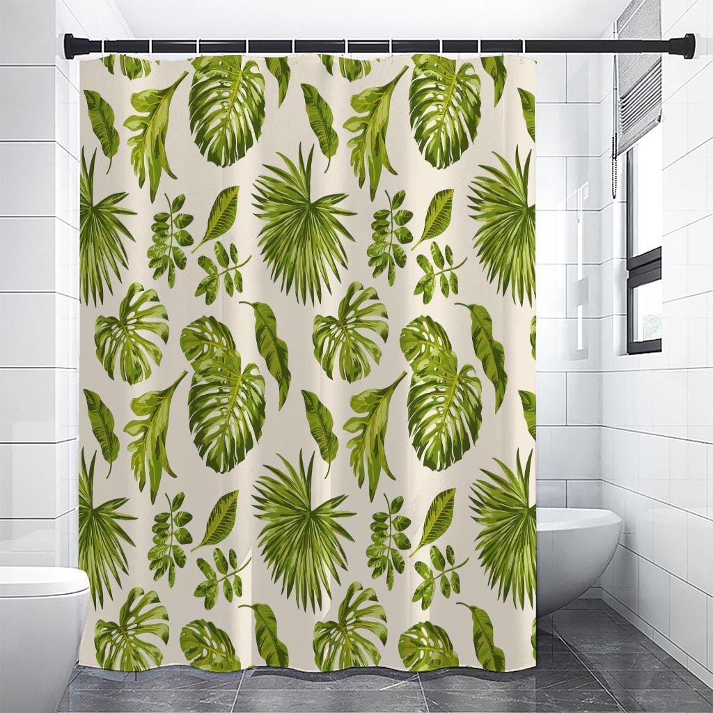 Light Tropical Leaf Pattern Print Shower Curtain