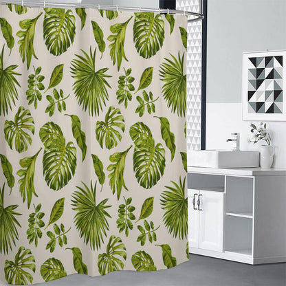 Light Tropical Leaf Pattern Print Shower Curtain