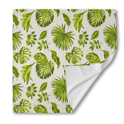 Light Tropical Leaf Pattern Print Silk Bandana