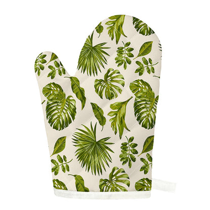 Light Tropical Leaf Pattern Print Single Oven Mitt