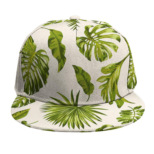 Light Tropical Leaf Pattern Print Snapback Cap