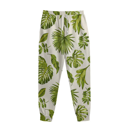 Light Tropical Leaf Pattern Print Sweatpants