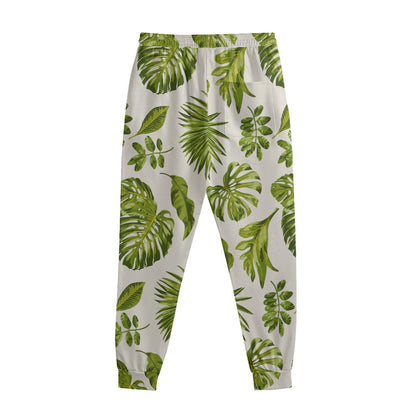 Light Tropical Leaf Pattern Print Sweatpants