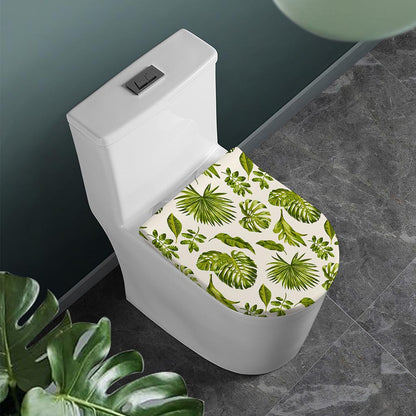 Light Tropical Leaf Pattern Print Toilet Lid Cover