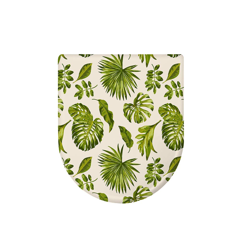 Light Tropical Leaf Pattern Print Toilet Lid Cover