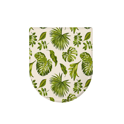 Light Tropical Leaf Pattern Print Toilet Lid Cover