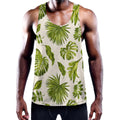 Light Tropical Leaf Pattern Print Men's Workout Tank Top