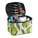Light Tropical Leaf Pattern Print Travel Makeup Bag
