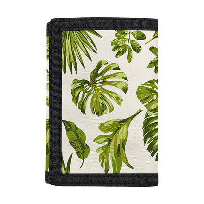 Light Tropical Leaf Pattern Print Trifold Wallet