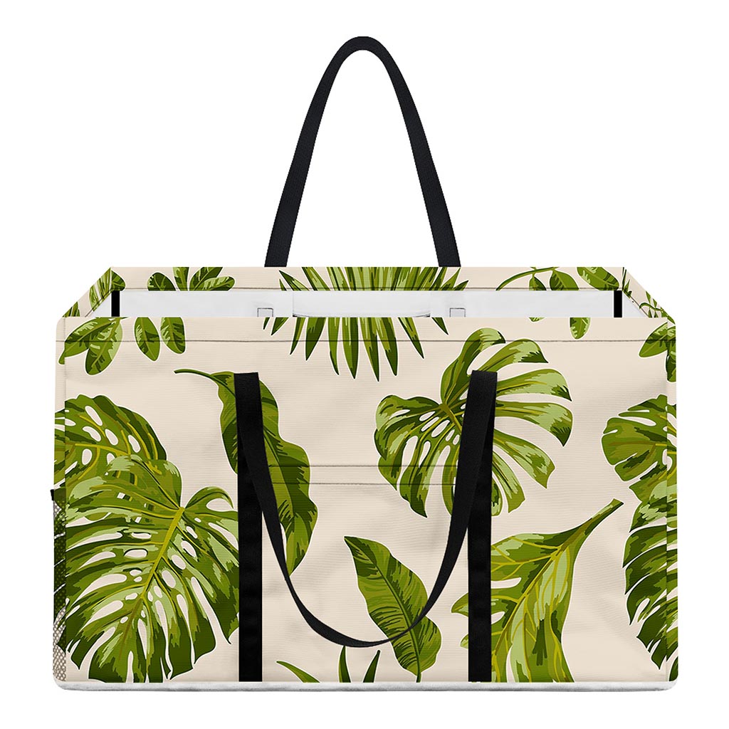 Light Tropical Leaf Pattern Print Utility Tote Bag