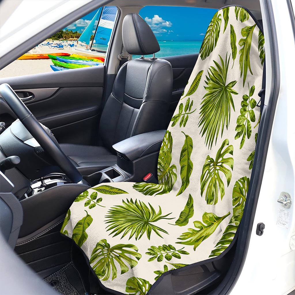 Light Tropical Leaf Pattern Print Waterproof Car Seat Cover