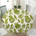 Light Tropical Leaf Pattern Print Waterproof Round Tablecloth