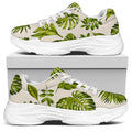 Light Tropical Leaf Pattern Print White Chunky Shoes