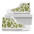 Light Tropical Leaf Pattern Print White High Top Sneakers