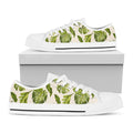 Light Tropical Leaf Pattern Print White Low Top Sneakers